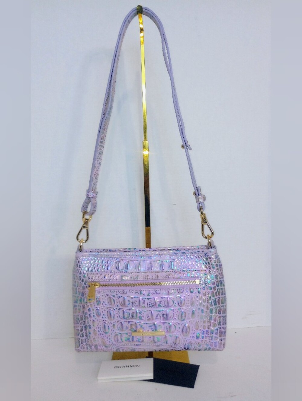 Brahmin Violet Wonderland Vida Crossbody Bag Metallic Purple - Picture 2 of 12